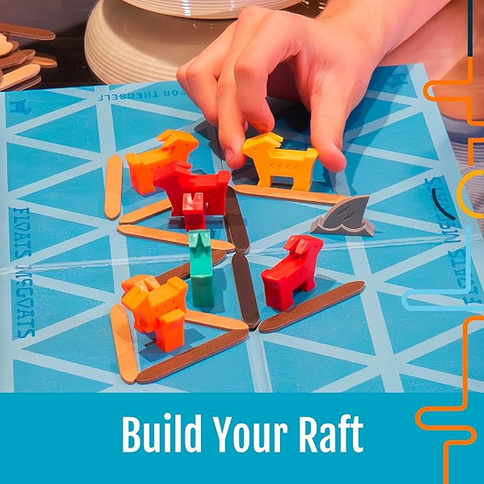 Hootenanny Games Floats McGoats Board Game | Build a Raft & Save Your Goats | Perfect for Family Games | 2-4 Players, Ages 10+