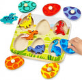 Christmas Stocking Stuffers Dinosaur Wooden Puzzles for Toddlers 1-3 Year Old, Matching Eggs Peg Puzzle Birthday Gifts for Babies Fine Motor Skills Montessori Toys for Toddler Age 2-4 Boys Girls