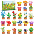 24 Pack Flowers Succulents Party Favors for Kids Building Set - 1012 PCS Botanical Bonsai 3.6MM Mini Building Blocks Toy for Classroom Prizes Easter Basket Stuffers Birthday Gift for Girl Boy Ages 6+