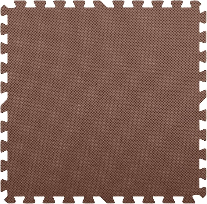 Flooring Inc's 1/2" Soft Non-Toxic Baby Play Mat, Toddler Playmat, Colorful Puzzle PlayMat, Floor Mats for Kids & Babies, EVA Foam Interlocking Tiles for Nursery & Playroom | Brown, 15 Tiles, 60 Sq/Ft