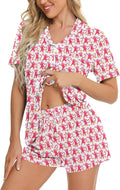 SWOMOG Womens Button Down Pajamas Set Short Sleeve Sleepwear Bride Soft Pj Lounge Sets XS-3XL