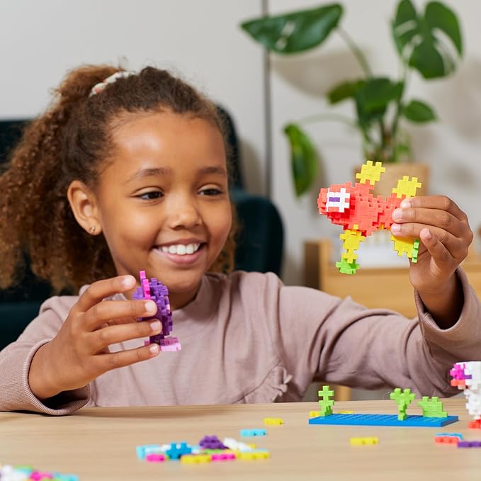 PLUS PLUS Learn to Build Set, Interlocking Mini Building Blocks, 3D Puzzle Construction Stem Toy for Kids - Pets, 275 Pieces