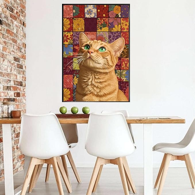 1000-piece Orange Cat Thoughts-Flower Cube Adult Wooden Puzzle, Intellectual Challenge, Stress-Relieving Puzzle, Relaxing Family Activity, Decoration, Size: 29.5 x 19.7 in