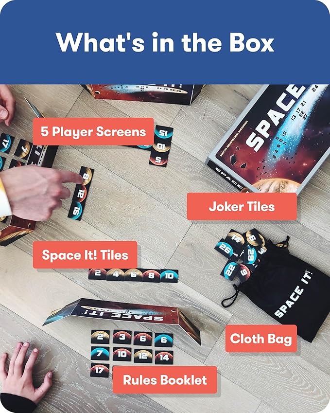SimplyFun Space It! - Educational Kids’ Game - Math Game for Kids Focused on Skip Sequencing - 2-5 Players, Ages 8 & Up