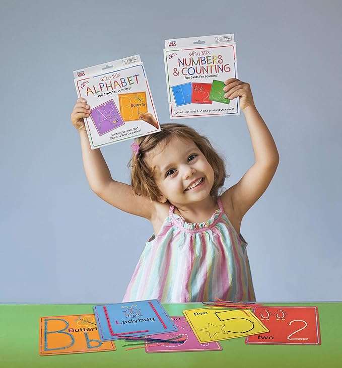 Wikki Stix Early Learning Trio, Alphabet, Numbers and Shapes for Easy, Fun Preschool Learning, Made in The USA
