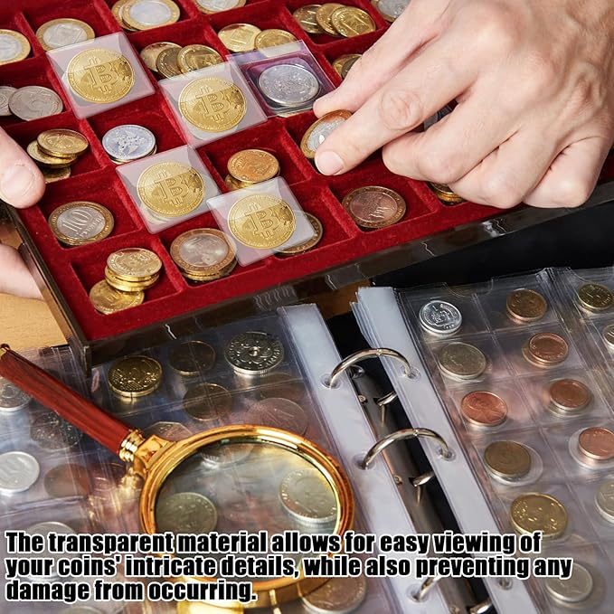 Ysglory 150Pcs Single Pocket Coin Flips Clear Coin Collector Protectors Individual Plastic Sleeves Holders Small Coin Pouch for Jewelry Storage Currency Collectors (2.2 x 2.2 Inch) (Rectangular)
