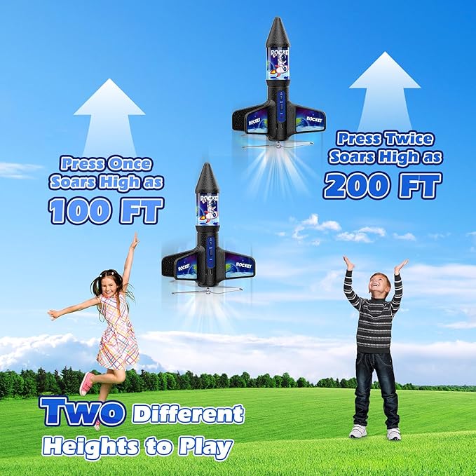 Rocket Launcher Toy for Kids,Self Launching Motorized Air Rocket with Parachute Launch Up to 200 Ft Model Toys Gifts for Boys Kids Ages 6 7 8 9 10 11 12 Astronaut