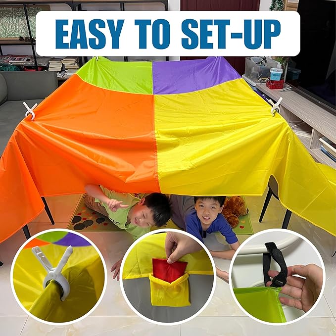 Magic Fort Building Kit for Kids with CPC Certification - Large Lightweight Blanket Fort Making kit and Clips - Portable Playhouse Play Tent Fort - Indoor/Outdoor Girls/Boys Toys Ages 4-5 6 7 8-12