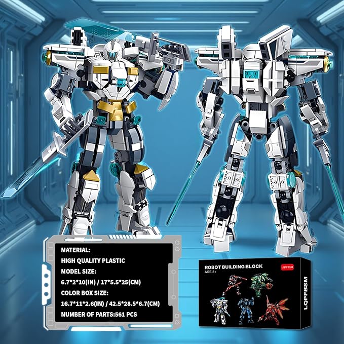 Ice Warrior Mech Building Blocks Sets Transforming Mech Robot Building Kits Mech Action Figures Model Toys Gift for Adults Kids Teens 561 PCS
