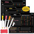 Black Magnetic Chore Charts for Multiple Kids & Adults - 3Pcs Dry Erase Chore Boards Set with 4 Fine Tip Chalk Markers - Responsibility & Reward Charts for Family Organization on Your Refrigerator