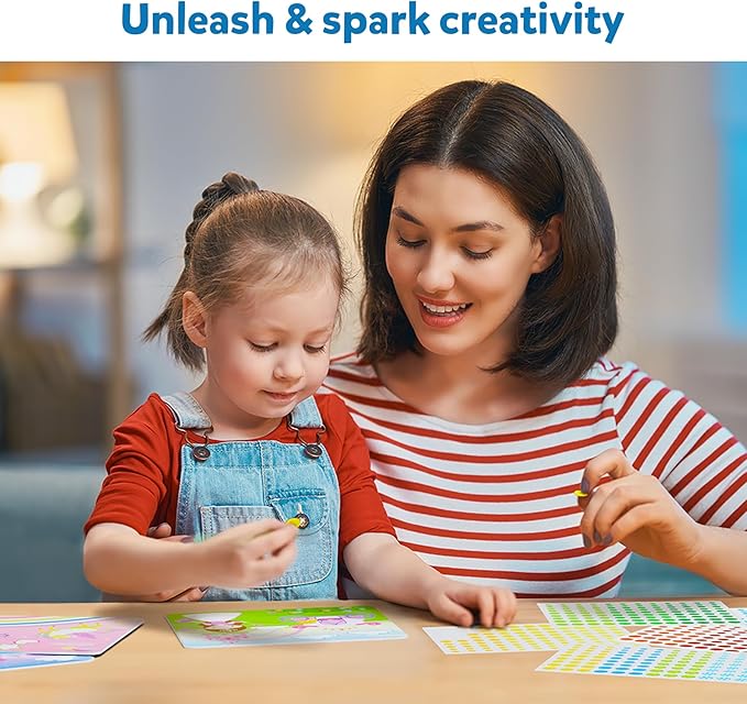 Skillmatics Dot It Sticker Art - Unicorns & Princesses, Mess-Free Craft Kits, 500+ Stickers, Stocking Stuffers, DIY Scrapbooking, Travel Activity, Christmas Gifts for Girls & Boys Ages 3, 4, 5, 6, 7