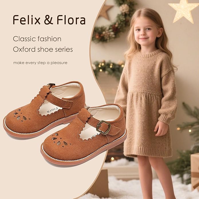 Felix & Flora Toddler Little Girl Mary Jane Dress Shoes - Ballet Flats for Girl Party School Shoes