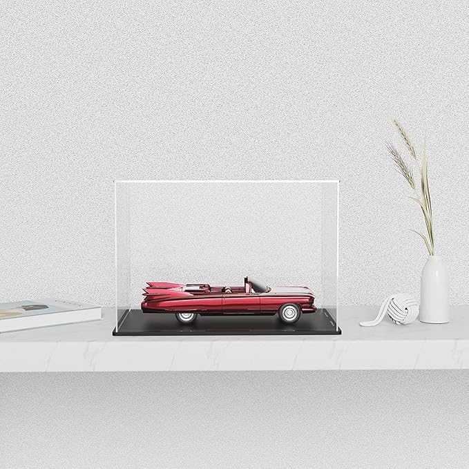 SVENJBB Acrylic Display Case, Large Clear Acrylic Box with Black Base and Lid for Collectibles and Figures, 14.5x11x11 Inch