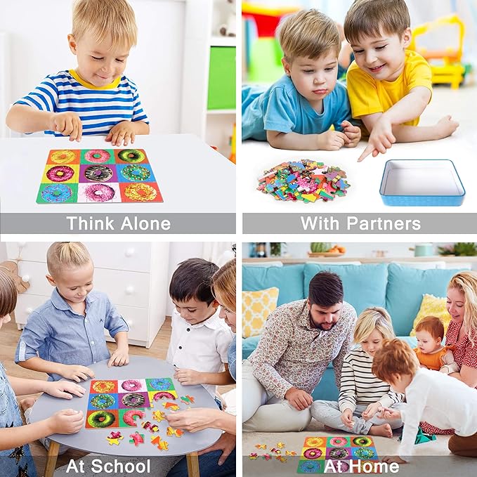 LELEMON Puzzles for Kids Ages 4-6, Donut Puzzle 60 Piece Puzzles for Kids in a Metal Box, Educational Kids Puzzles Jigsaw Puzzles Childrens Puzzle Games Puzzle Toys for Girls and Boys