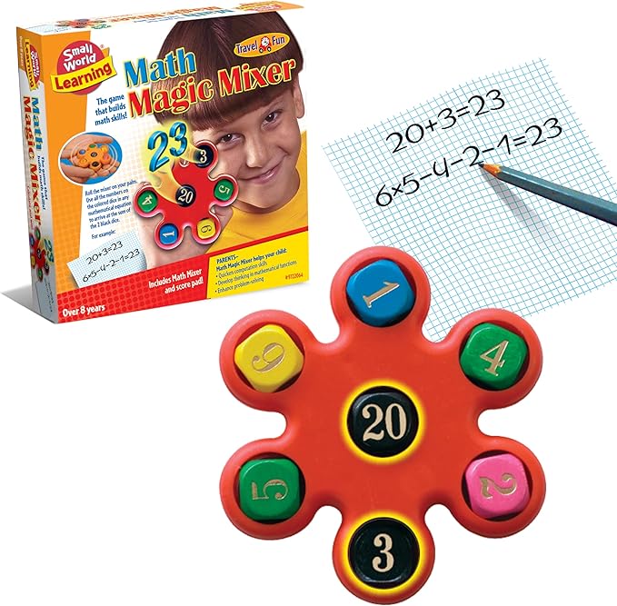 Math Fidget Toys for Kids 8–12, Math Magic Mixer Educational Games with Dice and Score Pad, Handheld Games for Kids, Fidget Game Math Manipulatives