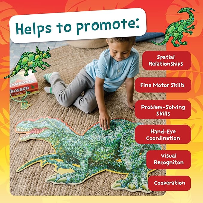 PEACEABLE KINGDOM Shiny Dinosaur Floor Puzzle, 1 EA