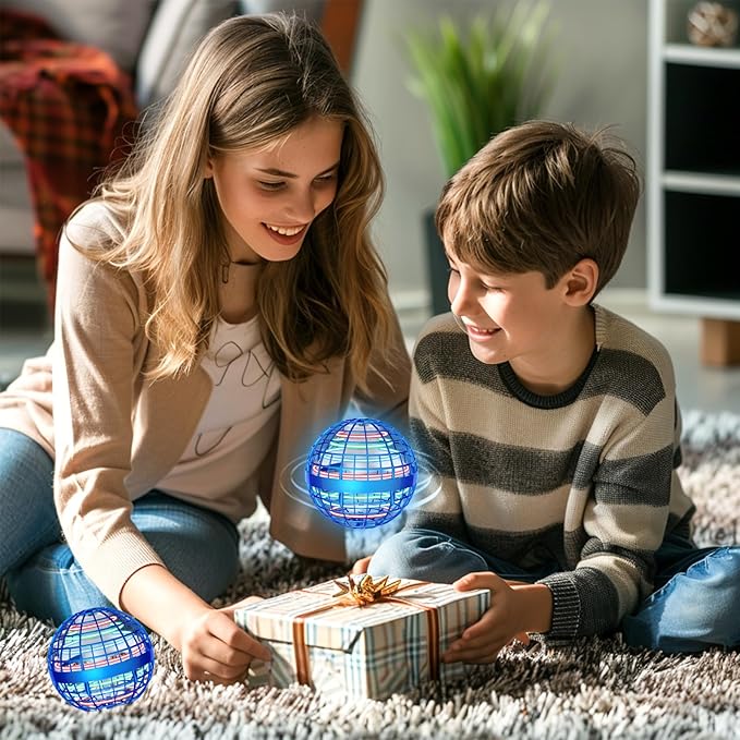 2025 Flying Orb Ball - AI Cool Novelty Gift Galaxy Boomerang Hand Drone Magic Floating Orbit Hover Mini Outdoor Fidget Toy for Boys Girls Teens Kids (2 Pack Blue)