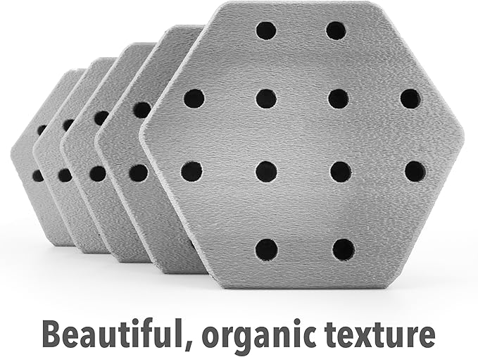 Hexagon Pegboard Tiles, 4.5"x4" each, 5-Pack, Normal-Sized Holes, Make Custom Designs, Easiest to Mount, Expand Existing Pegboard or Fill In Unused Space, Hexboard (Steel Gray, 4-inch)