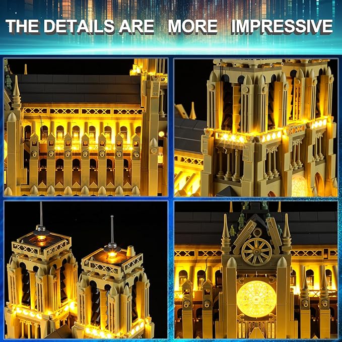 LED Light Kit for Lego 21061 Notre Dame Cathedral Set, Compatible with Lego 21061 Building Blocks Model(Not Include Blocks Set)