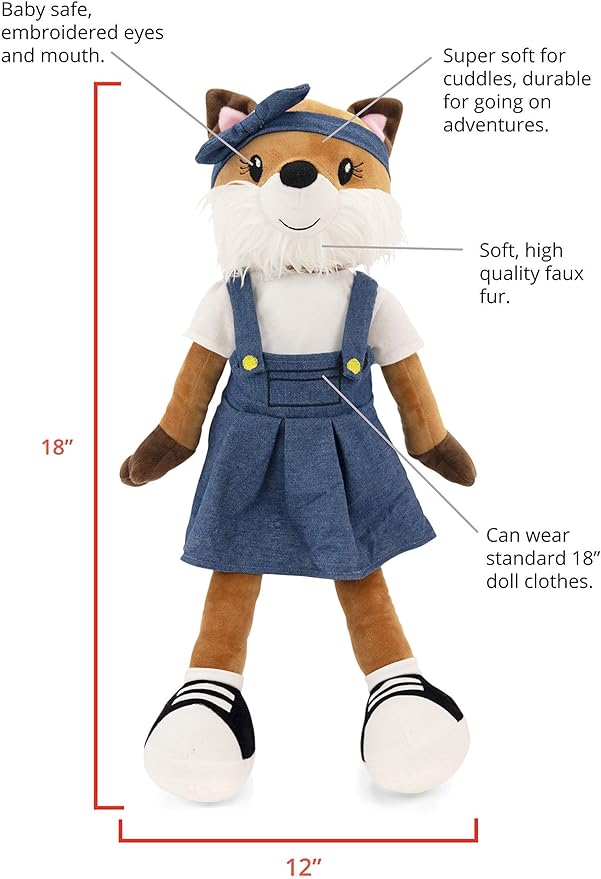 Plushible Soft Baby Doll, 18 Inch Fox - Plush Rag Doll with 2 Clothing Sets, My First Plush Toy for Girls, Boys & Infants, Soft Baby Stuffed Toy, Adorable Companion for 1 Year Old & Up