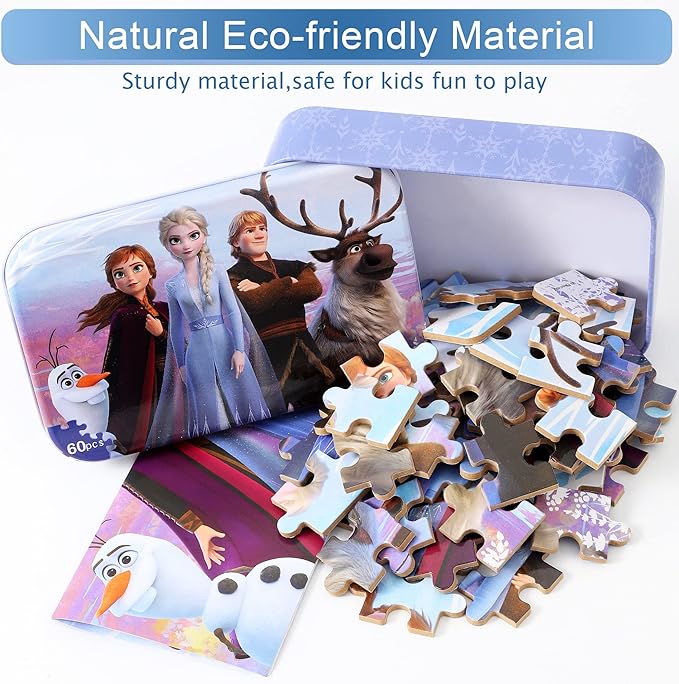 Puzzles for Kids Ages 4-8, 60 Pieces Puzzles for Kids Ages 3-5 in a Metal Box Girls and Boys Learning Educational Jigsaw Puzzle Toys Gifts