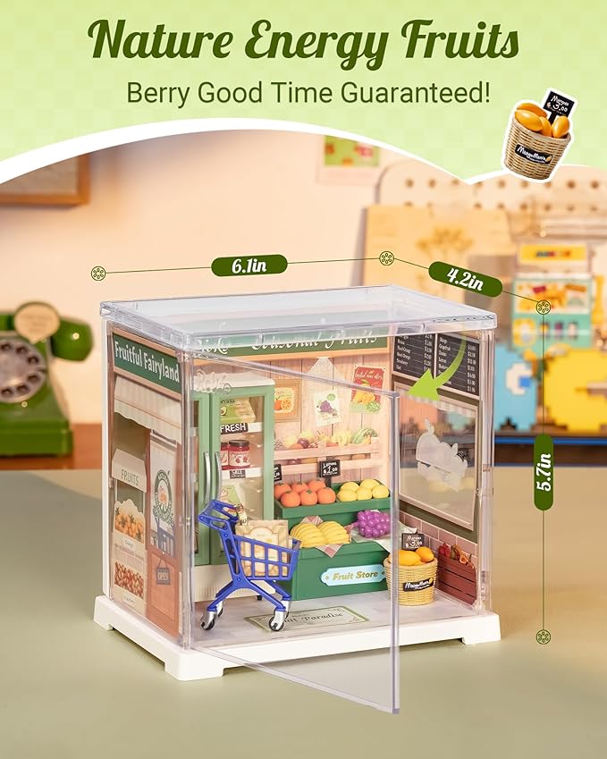 Rolife Super Creator Mini | DIY Miniature Plastic House Building Set Playset with Dustcover, Suitable for Mini Figures Construction Toys Diorama Gifts for Adults (Nature Energy Fruits)