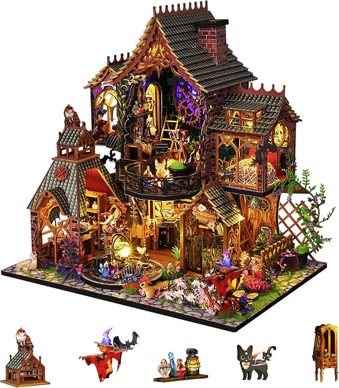 Flever Dollhouse Miniature DIY House Kit Creative Room with Furniture for Romantic Artwork Gift (Magic Forest)