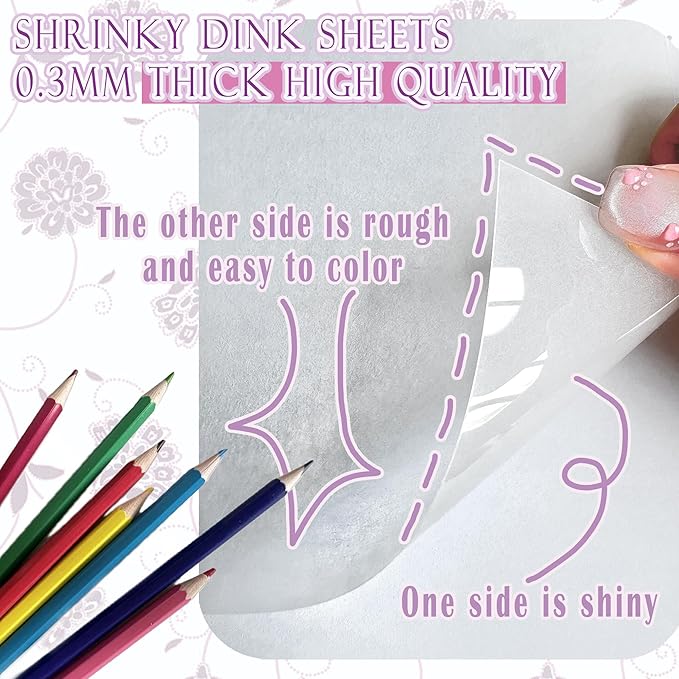 Vicentorra Shrinky Dink Sheets Keychain & Magnets Making Kit, Shrink Art Kit with 16 Plastic Sheets, Hole Punch, Pencils, Magnets, Tweezers, Keychains, Scissors, Paper Craft Kits
