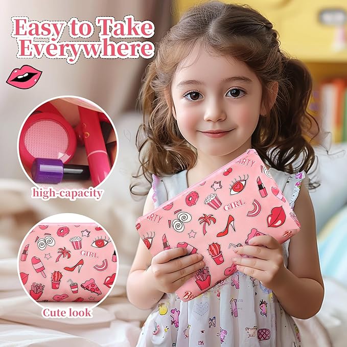 Toddler Girls Toys Pretend Makeup Kits - Fake Makeup Set Toys for Kids 3 4 5 6 Year Old , Play Makeup Gift for Little Girls 3-5, Toddler Makeup Kit with Fake Makeup Toy Birthday Gift