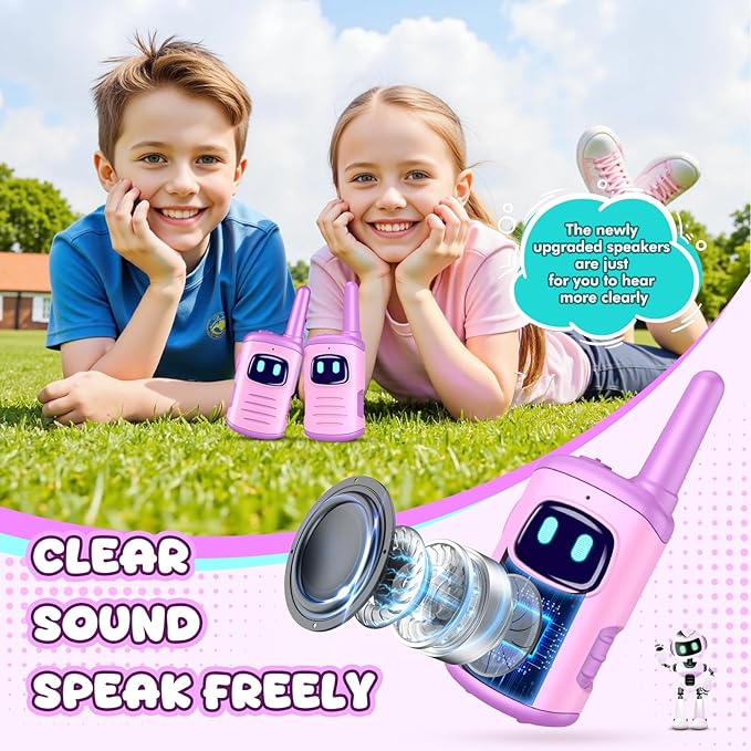 Kids Walkie Talkies Toys for Girls: Toys Walkie Talkies for Kids 2 Pack Christmas Birthday Gifts Stocking Stuffers for 3 4 5-7 Year Old Girls Grandkids Toy Age 4-5 6-8 Years Old Camping Purple