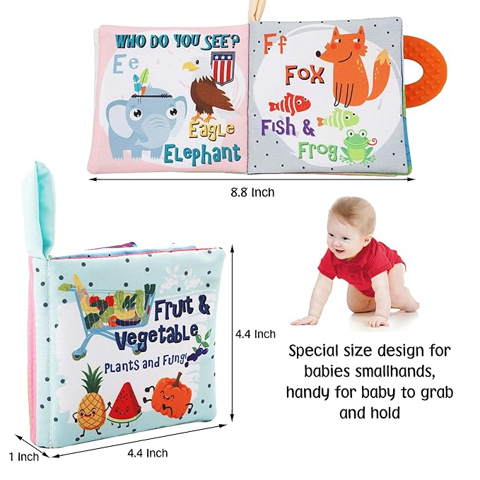 Baby Books Toys Gifts, Touch and Feel Cloth Crinkle Books for Babies,Infant Toddler Baby 0-3-6-12-18 Months,Early Learning Toys 6 to 12 Months 1-2 Years Old, Easter Shower Gift for Boys Girls,8 PCS