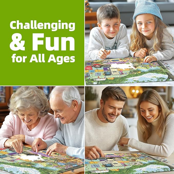 Puzzles for Adults 500 Pieces, Lakeside Camping Puzzle Challenging Puzzles for Adults, Jigsaw Puzzles 500 Pieces Ideal for Relaxation and Family Fun Puzzle Finished Size is 23 x 15 inch