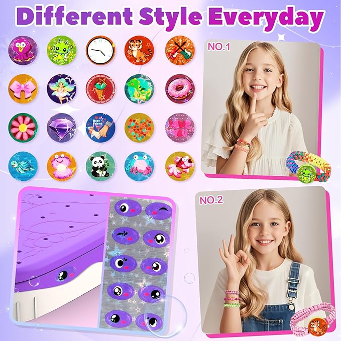 Euclidean Cube Friendship Bracelet Making Kit for Girls, Purple Whale Shaped Jewelry Making Kit for Girls Ages 8-12, DIY Arts and Crafts String Maker Tool, 7 8 9 10 11 12 Years Old Girl Birthday Gift
