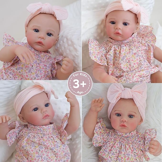 Realistic Reborn Baby Dolls-18 Inch Real Life Baby Dolls Girl Lifelike Baby Doll with Accessories for 3+ Years Old (Pink)