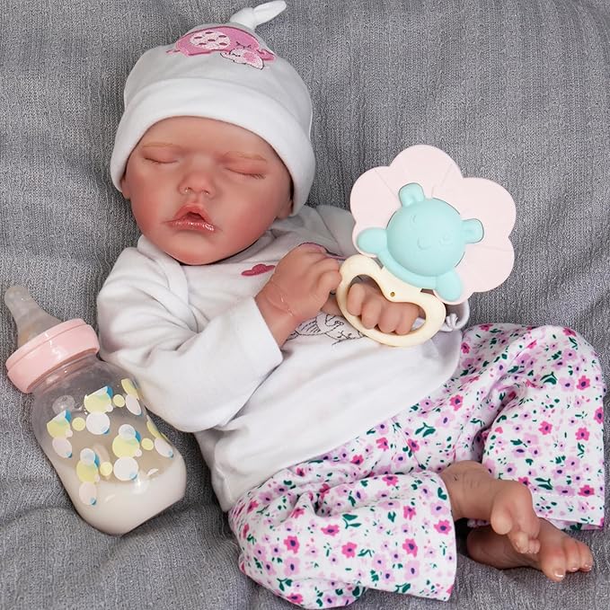 Newborn Baby Doll 20-Inch Sleeping Realistic Baby Dolls Full Body Soft Vinyl Baby Doll Girls Adorable Real Life Baby Dolls with Clothes and Toy Accessories for Kids Age 3+