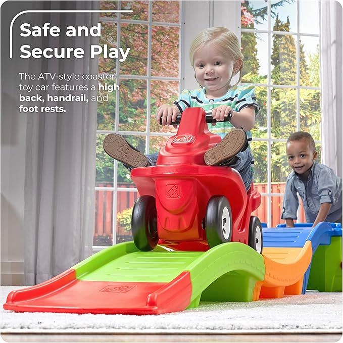 Step2 Up & Down Roller Coaster Kids Ride On Toy, Push Car, Indoor/Outdoor Playset, Made of Durable Plastic, Max Weight 50 lbs., For Toddlers 2-5 Years Old, Multicolor