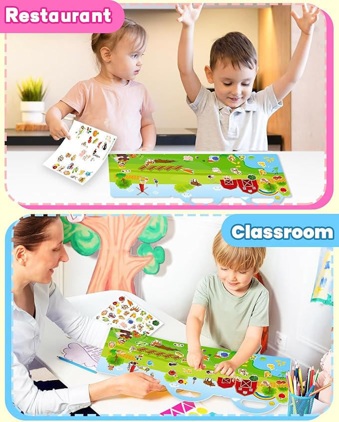 Reusable Sticker Book for Toddlers 2-4 Years, Stickers for Kids, Toddler Craft Activities, Toddler Travel Toys Ages 2+ Boy Girl Birthday Gifts