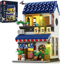 Reobrix Japanese Izakaya Shop Building Blocks 66502, 2 in 1 Creative Street View House Building Kit with Lighting Set, Japanese Architecture Home Office Decor, Ideal Gifts for Boys Girls Adults 14+