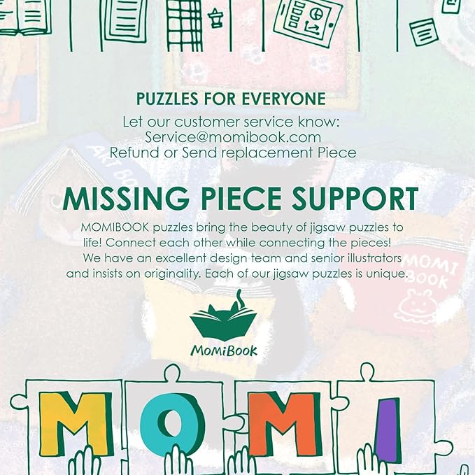 MOMIBOOK Puzzles for Adults 1000 Pieces Jigsaw Puzzles of Cat Book Club, Painting Image Animal Difficult Challenging Hard Impossible Puzzle Unique Funny Party Christmas Birthday Gifts