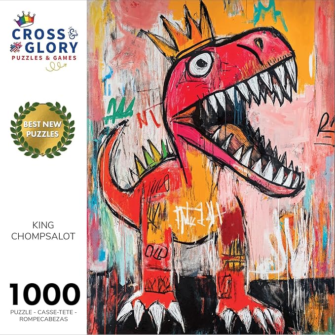 Cross & Glory - King Chompsalot - 1000 Piece Jigsaw Puzzle for Adults | Best New Dinosaur Puzzle | Prehistoric T-Rex Artwork | Challenging and Fun Puzzle Experience