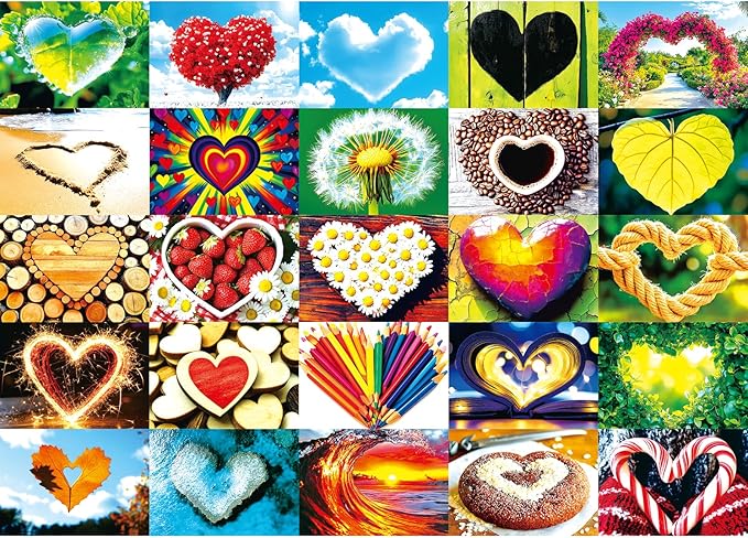 Love Heart 1000 Piece Puzzle for Adults Valentine's Love Collage Puzzles for Adults 1000 Pieces Colorful Love Shaped Jigsaw Puzzles 1000 Pieces Family Challenging Puzzle (27.5"X19.6")