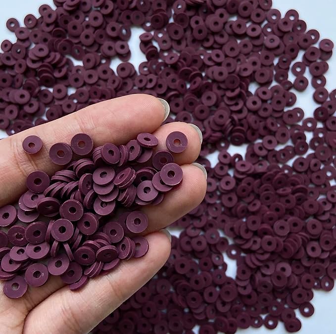 3000Pcs Clay Beads Flat Round Polymer Bead Vinyl Heishi Beads Flat Round Polymer Bead Flat Clay for Jewelry Making Necklace Bracelet (26-Deep Purplish red