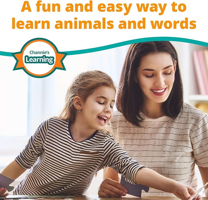 Channie's Cuddly Critters Animal Puzzle - Fun and Educational Preschool Game for Kids Ages 4-8, Toddler Toy with Farm and Dinosaur Theme, Jigsaw Activity Puzzles for Name Recognition and Spelling