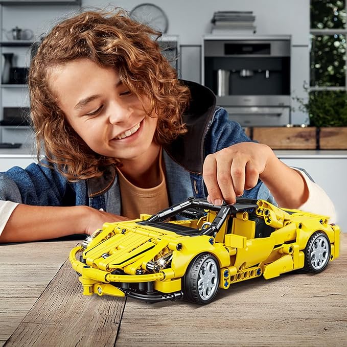 SIENON Technic Super Sports Car Building Kit Pull Back Race Car Toy, Racing Vehicle Collectible Model Supercar Building Construction Toys for Kids Girls Boys Age 6+ (391 Pcs)