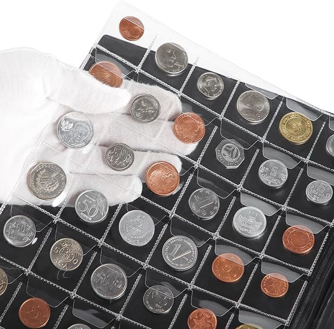 420 Pockets Coin Albums - 28x29 mm/1.1x1.1 inch Pocket Red Coin Book 10 Pages Coin Collection Holder Letter Size Coin Storage Book CS0242RE