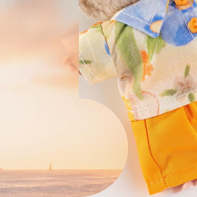 Clothes for Labubu(NO Doll), Shirt Set for Clothes 17cm Doll Accessories Suit, with Casual Design, Soft Knitted Premium Fabric for Dress Up, Play & Collector Display, Sunset Orange