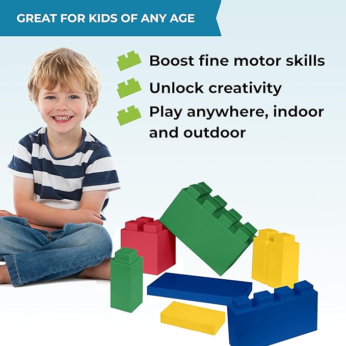 EverBlock 12' x 6' Full Size Plastic Modular Bulk Pack | Giant Building Blocks | Easy to Connect & Reuse | Indoor & Outdoor Use | Build Displays & Structures | Green