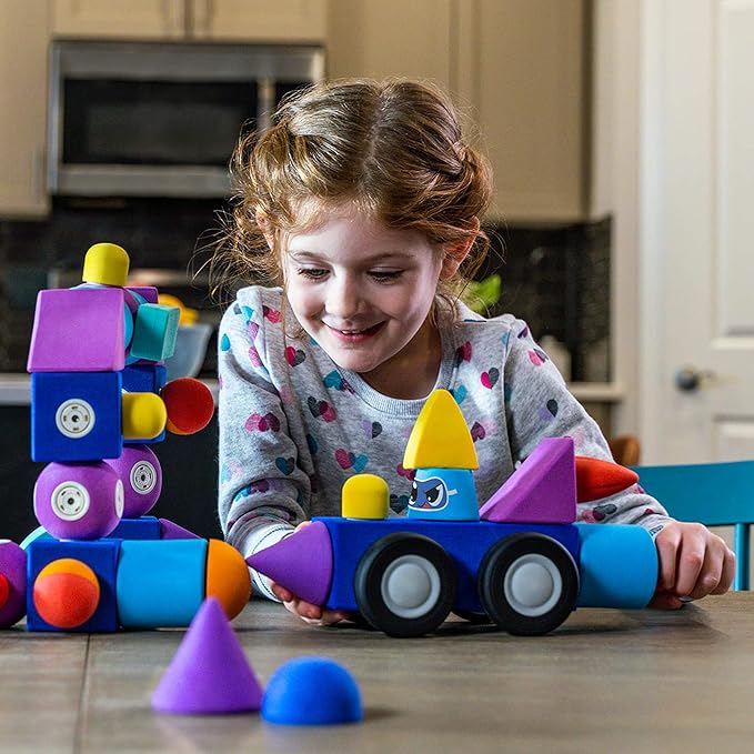 Blockaroo Magnetic Foam Building Blocks - 10-Piece Airplane, Bath Toys for Toddlers, Preschool Toys, Bathtub Toys, Sensory Toys, Blocks for Toddlers 3-5, Engineering Toys for Kids 3-5, Bath Blocks