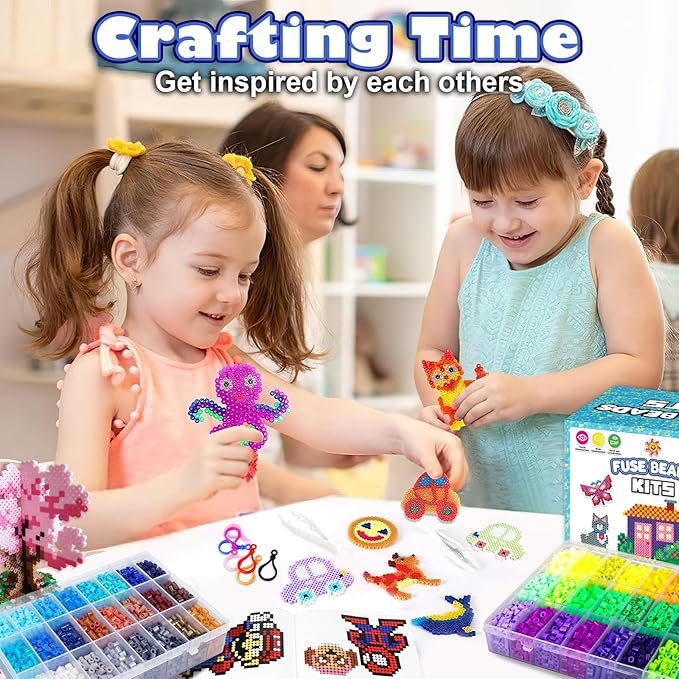 FUNZBO 15000+ 5mm Fuse Beads Kit - 72 Colors | 66 Patterns, Arts and Crafts for Kids, Art Decorations for Room, Toys Gifts for Girls, Boys and Teens Age 5+ Years Old