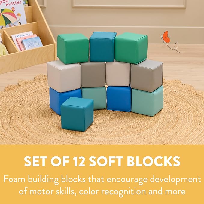 Mosaic Toddler Building Cubes, Foam Blocks, Contemporary, 12-Piece